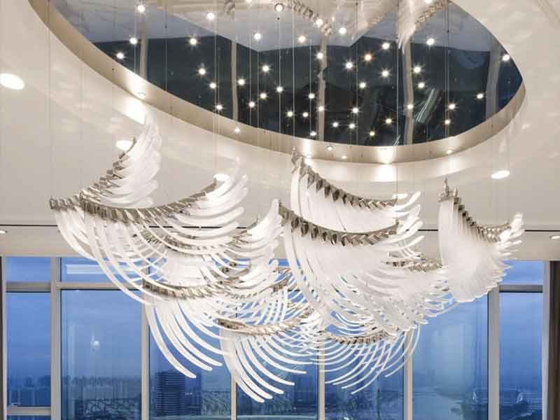 非标定制酒店别墅羽毛装饰吊灯-K084