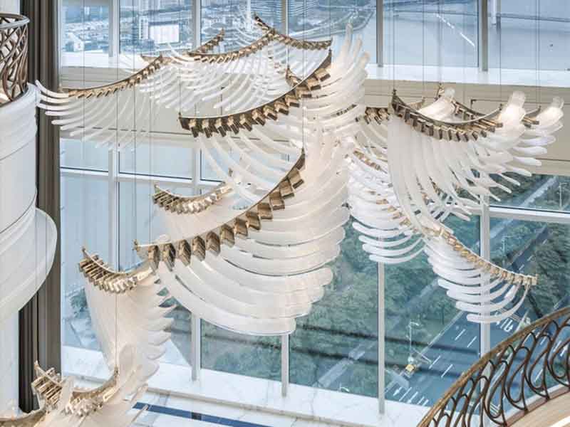 非标定制酒店别墅羽毛装饰吊灯-K084 非标定制酒店别墅羽毛装饰吊灯-K084