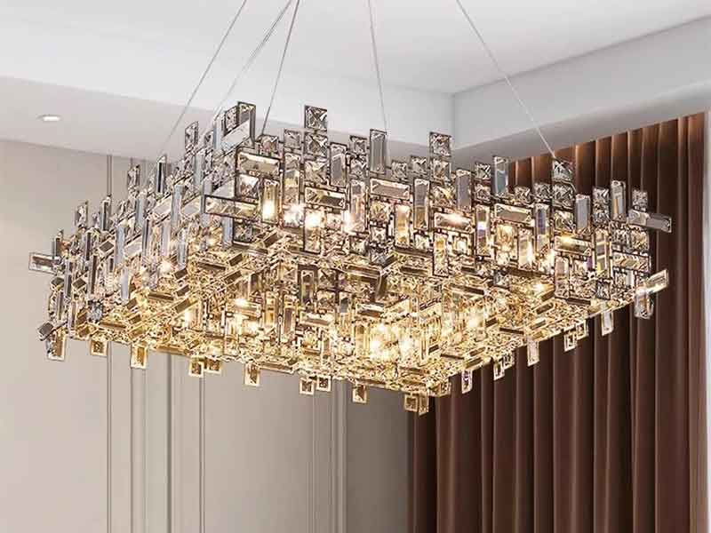 轻奢水晶方形客厅吊灯-K038 轻奢水晶方形客厅吊灯-K038
