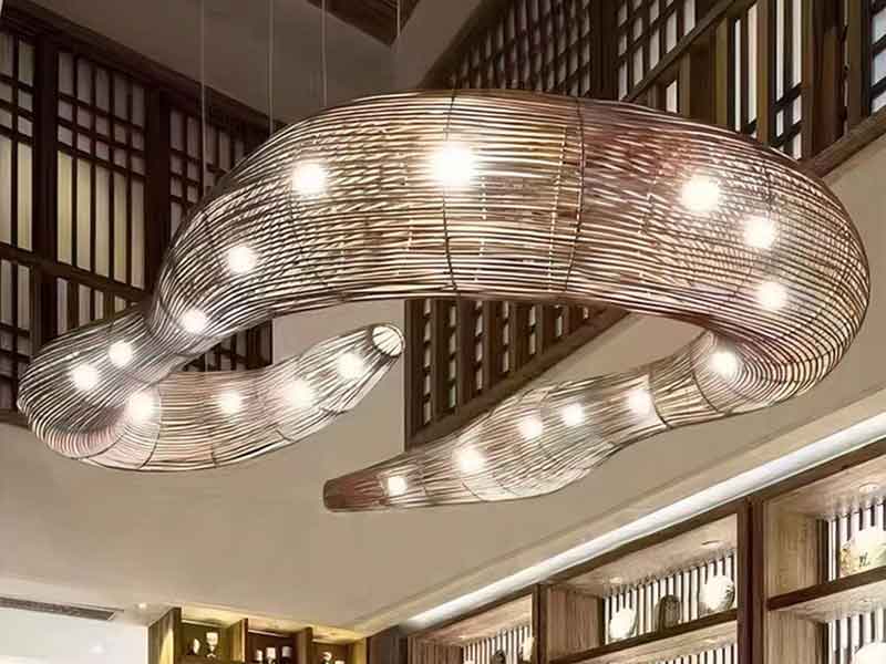 复式楼别墅非标藤艺编制吊灯-K051