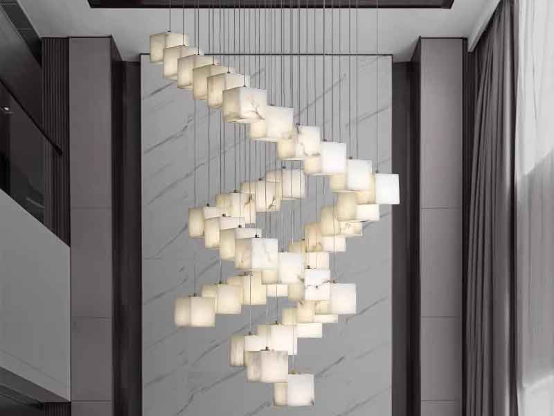 别墅复式楼高定云石吊灯-K063